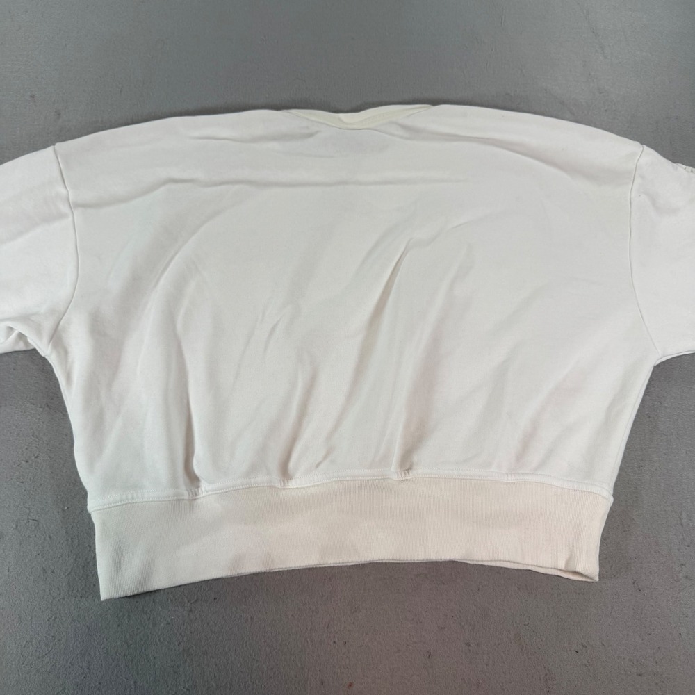 Nike Dri-FIT Cropped Sweatshirt Cream Lattice Shoulder Pullover Womens M - Picture 3 of 9